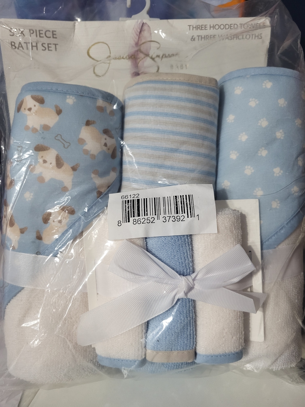 Jessica Simpson Light Blue Puppy Hooded Towel & Washcloth Set